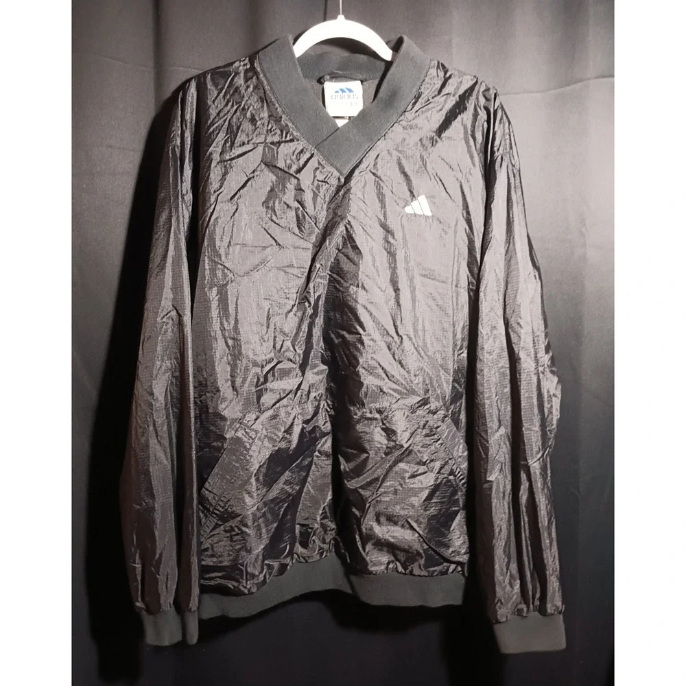 Vintage Adidas Pullover Windbreaker Jacket Men’s L Black White Logo Streetwear